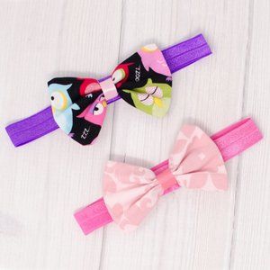 Pink Owls Hair Bow & Headband Set